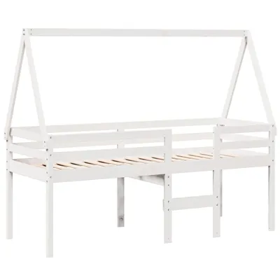 Image de Lit haut sans matelas blanc 75x190 cm bois de pin massif