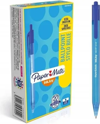 Obrázek produktu pro Papermate InkJoy 100 RT, Spona, Zasouvací propiska se sponou, Modrá, 20 kusů, Střední