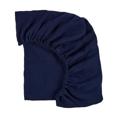Produktbild von KraftKids Spannbettlaken Musselin dunkelblau pass. f. Matratze 90 x 200 cm