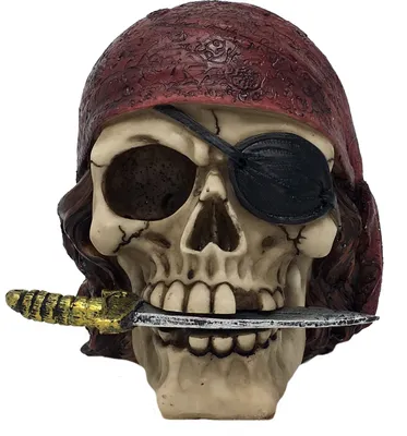 Produktbild von Totenkopf Pirat mit Messer zwischen den Zähnen - Gothic Fantasy Halloween