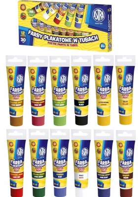 Produktbild von Astra Poster Paints 12 Farben in 30 ml Tuben
