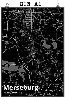 Produktbild von Mr. & Mrs. Panda Bild Merseburg DIN A1 - Geschenk, drucke, Stadt, Dorf Karte Landkarte Map Stadtplan, Wandbild, Poster, wanddeko, Plakat