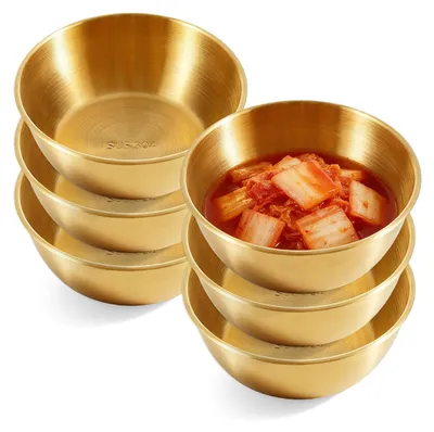 6 Edelstahl Snackschalen gold 19 cm 1,2 l Dipschalen Set
