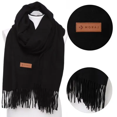 Produktbild von Moraj Warmer Schal Schwarz mit Fransen für kalte Tage