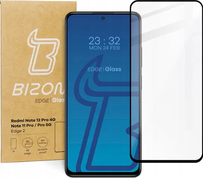 Produktbild von Gehärtetes Glas Bizon Glass Edge 2 für Xiaomi Redmi Note 12 Pro 4G/11 Pro 4G/5G, schwarz, Hartglas, Schutzglas, Hybridglas, Displayschutzglas, Panzerglas