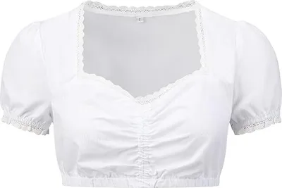 Produktbild von Mayround Damen Kurzarmhemd Traditioneller Stil Weiß XL