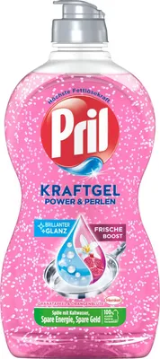 Produktbild von 16x PRIL Kraftgel Power & Perlen 450ml – Hochwirksames Spülmittel mit Fettlösekraft & Pflegeperlen für strahlend sauberes Geschirr