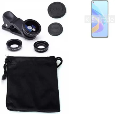 Produktbild von K-S-Trade Smartphone Kamera Linsen Set Kompatibel mit Oppo A76 3in1 Clip-On Kamera Adapter Macro Weitwinkel FishEye Fischauge Objektiv Linse