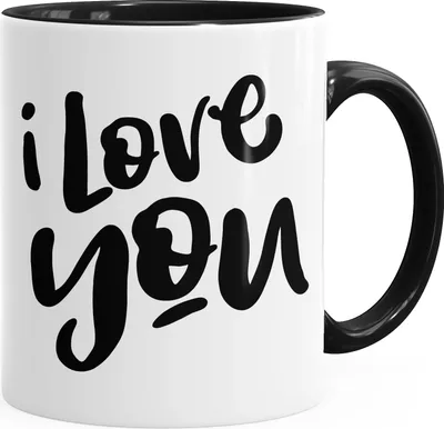 Produktbild von Geschenk-Tasse Ich liebe Dich I love You Kaffeetasse Teetasse Keramiktasse MoonWorks® schwarz unisize