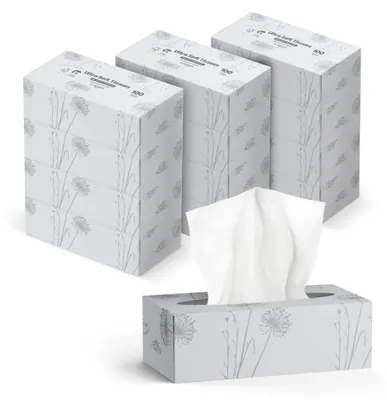 Produktbild von by Amazon 4-lagige Kosmetiktücher, 1200 Blatt, (12 Packungen à 100 Blatt)