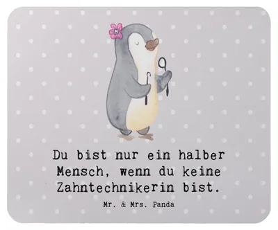 Produktbild von Mr. & Mrs. Panda Mauspad Zahntechnikerin Herz - Grau Pastell - Geschenk, laptop, pc, Mousepad, Mouse Pad, computer