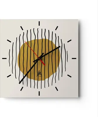 Produktbild von Wanduhr - Quadrat - Glasuhr - Modern Piece Linear - 30x30cm - Schleichendes Uhrwerk - Lautlos - zum Aufhängen bereit - Dekoration Modern - Wanddekoration aus Glas - C3AC30x30-4793