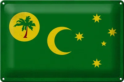 Produktbild von Blechschild Flagge Kokosinseln 30x20cm Cocos Island Vintage