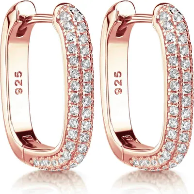 Produktbild von MATERIA by Matthias Wagner Creolen eckig Rosegold mit Zirkonia SO-482-Rosegold