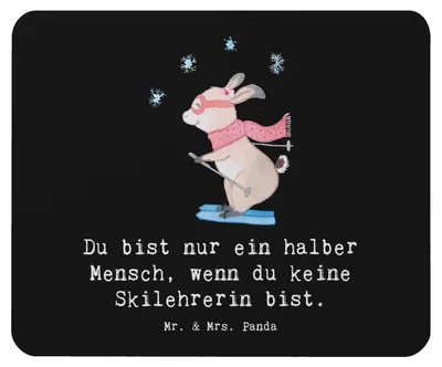 Produktbild von Mr. & Mrs. Panda Mousepad Skilehrerin Herz - Schwarz - Geschenk, mauspad laptop, Mouse Pad, pc, mausteppich