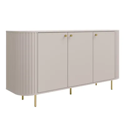 Produktbild von AX LIVING Kommode Halay Beige, 3 Türen Moderne Rillenstruktur 164,6 cm mit, runden Kanten