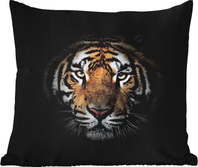 Produktbild von MuchoWow® Outdoor Kissen - Tiger - Wildtiere - Porträt - Schwarz - Tiere - 50x50 cm - Wetterfest - Lounge Kissen - Komfortabel - Kissen mit Bild