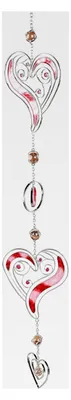Produktbild von Große Fensterdekoration Herz hängend aus Glas in Rot/Silber, ca. 52 cm (60 cm)
