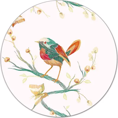 Produktbild von Glas Schneidebrett Herdabdeckplatten Schneideplatten Rund - 40 cm - Vogel auf Zweig