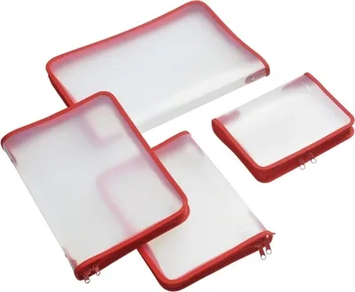 Produktbild von FolderSys Reißverschlussbeutel transparent/rot 0,5 mm, 1 St.