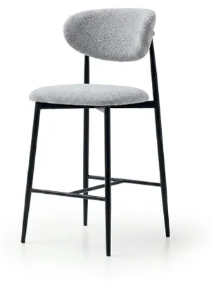 Immagine prodotto di Sgabello da bar grigio, comodo, imbottito, in metallo, dal design moderno, confortevole ed elegante