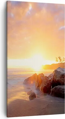 Produktbild von Bild auf Leinwand - Leinwandbild - Meer Strand Felsen - 45x80cm - Wand Bild - Wanddeko - Wandbilder - Leinwanddruck - Bilder - Kunstdruck - Wanddekoration - Leinwand bilder - Wandkunst - PA45x80-3649