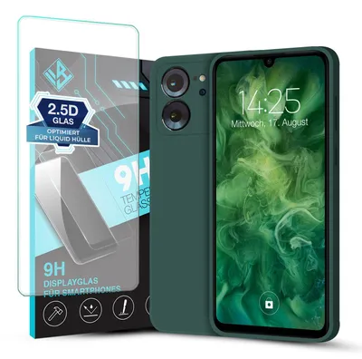 Produktbild von Hülle für Xiaomi 13T / Xiaomi 13T Pro mit 9H Displayglas Displayschutz Case Cover Bumper Smartphone Softgrip Schutzhülle Farbe: Grün
