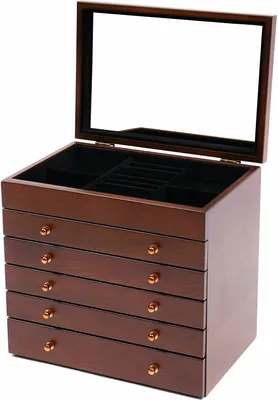 Produktbild von Schmuckkästchen   Schmuckschatulle   6 Schichten Schmuck Organizer  Aufbewahrungsbox     für Ohrringe Halskette Uhren Armbänder