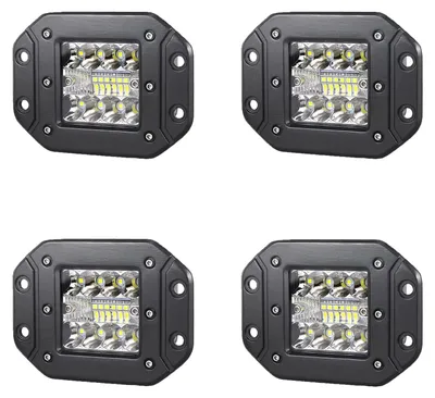 Zdjęcie produktu dla Reflektory LED do samochodów - reflektor o mocy 42W - zestaw 4 sztuki - średnica 12,7 cm - barwa światła 6000 K - klasa szczelności IP67 - napięcie 10–30 V