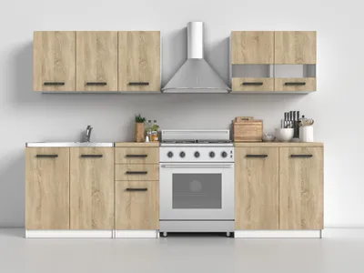 Produktbild von Modernes Küchenmöbel Set 200 cm mit Ober- und Unterschränken