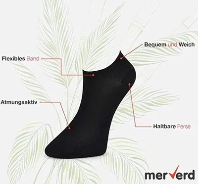 Produktbild von Bambus Sneaker Socken atmungsaktiv Schwarz Größe 43-46