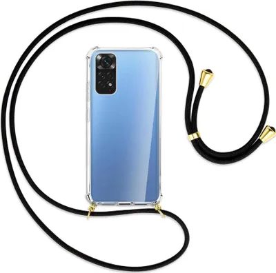 Produktbild von Handykette Backcover-Schutzhülle mit Band (Metall goldfarben) für Xiaomi Redmi Note 11S 4G - schwarz