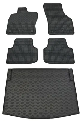 Rigum Gummi Fußmatten + Kofferraumwanne im Set für Seat Leon 4 Limo, schwarz