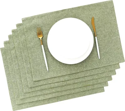 Immagine prodotto di Tovagliette in tessuto lavabili Verde Set di 6 tovagliette in lino 48x33cm
