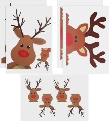 Image de Lot d'autocollants de Noël sur le thème des rennes, 10 pièces, à réaliser soi-même