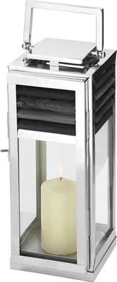 Produktbild von Fink Laterne Genua silberfarben Edelstahl , Teakholz Höhe 45 cm