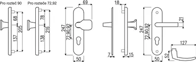 Produktbild von sicherheitsbeschläge. R.101/72mm F1 STŘ eloxiert RICHTER