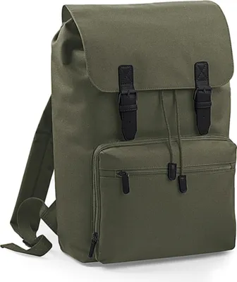 Immagine prodotto di BagBase BG613 | Zaino/zaino per laptop vintage | 30 x 46 x 17 cm - Colore: Verde oliva/nero - Dimensioni: 30 x 46 x 17 cm
