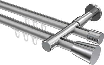 Produktbild von Interdeco Innenlaufstange / Gardinenstange mit Innenlauf Silbergrau / Chrom, Typ Prestige Sitra (Konus), 20 mm Ø 2-läufig, 480 cm