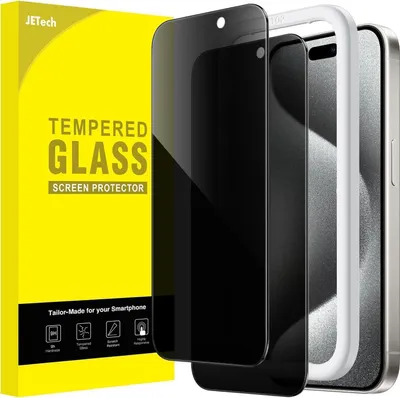 Zdjęcie produktu dla Ekran prywatności JETech iPhone 15 Pro 6,1 cala szkło hartowane 2 szt