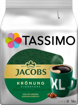 Immagine prodotto di Tassimo Jacobs Krönung XL Kaffee Arabica Kaffeekapsel gemahlener Röstkaffee 16 T-Discs