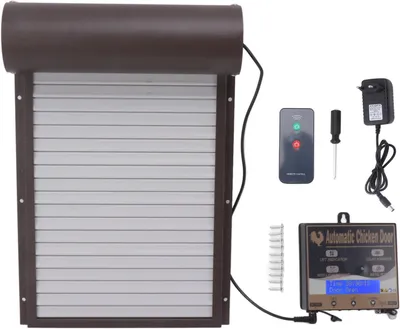 Imagen del producto de Gallinero automático, control de la puerta 3 en 1 para granjas, 100-240 V, detección de luz, control remoto con temporizador (enchufe europeo)