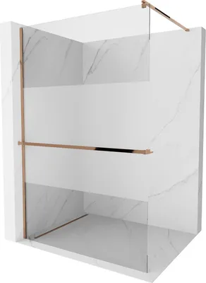 Produktbild von Mexen Kioto+ Duschwand mit Ablage und Reling 70 x 200 cm, Transparent/Frost 8 mm, Rosa Gold - 800-070-121-60-35