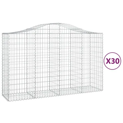 Obrázok produktu pre vidaXL Gabiony s vysokým oblúkom 30ks. 200x50x120/140cm Pozinkované železo