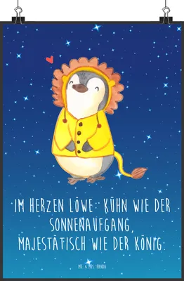 Produktbild von Mr. & Mrs. Panda Bild Löwe Astrologie DIN A1 - Sternenhimmel Blau - Geschenk, drucke, Plakat, Sternzeichen, Geburtstagsgeschenk, Wandbild, kunstdruck poster, wanddeko