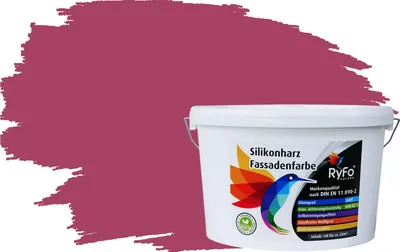 Produktbild von RyFo Colors Silikonharz Fassadenfarbe Lotuseffekt Trend Fuchsiarot 10l - bunte Fassadenfarbe, weitere Rot Farbtöne und Größen erhältlich, Deckkraft Klasse 1