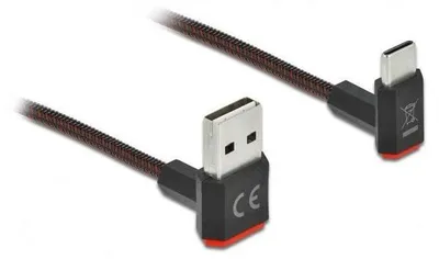 Image de DeLOCK Câble EASY-USB 2.0 Type-A mâle vers USB Type-C™ mâle coudé haut / bas 1 m noir (85276)