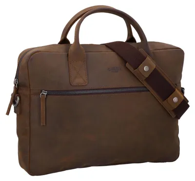 Produktbild von Gusti Leder Aktentasche Elijah - Unitasche Umhängetasche Arbeitstasche Messenger Bag Lehrertasche Businesstasche groß Laptoptasche Vintage Nussbaum Leder
