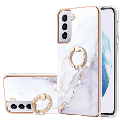 Immagine prodotto di Custodia Marble per Samsung Galaxy S21 5G, custodia protettiva in silicone TPU con supporto ad anello Gold