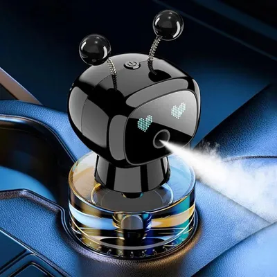 Immagine prodotto di Deodorante per auto a forma di robot – Diffusore di profumo ricaricabile per auto con funzione spray, nero